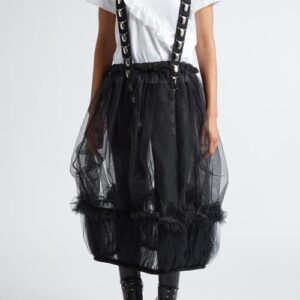 Noir Kei Ninomiya Sheer Ruffle Tulle Suspender Skirt in Black at Nordstrom, Size Small