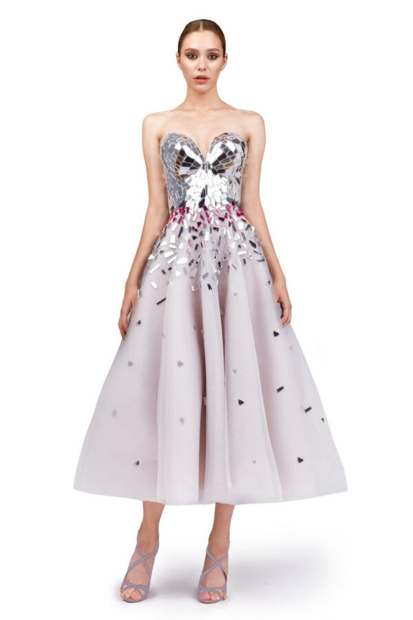 O'Blanc Embellished Sweetheart Tea Dress