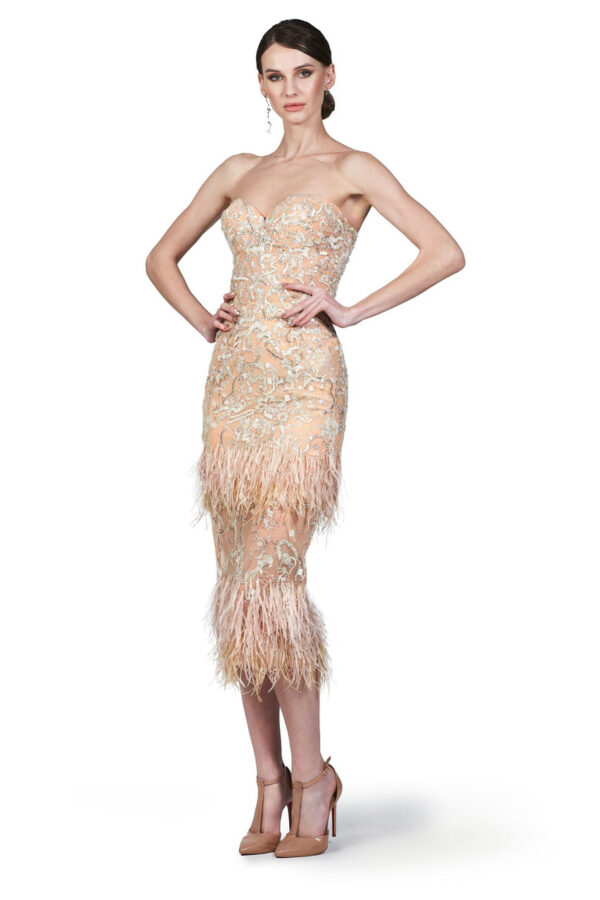 O'Blanc Feathered Tea Dress