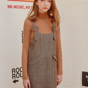 (OP-19713) A-Line Sleeveless Dress Brown