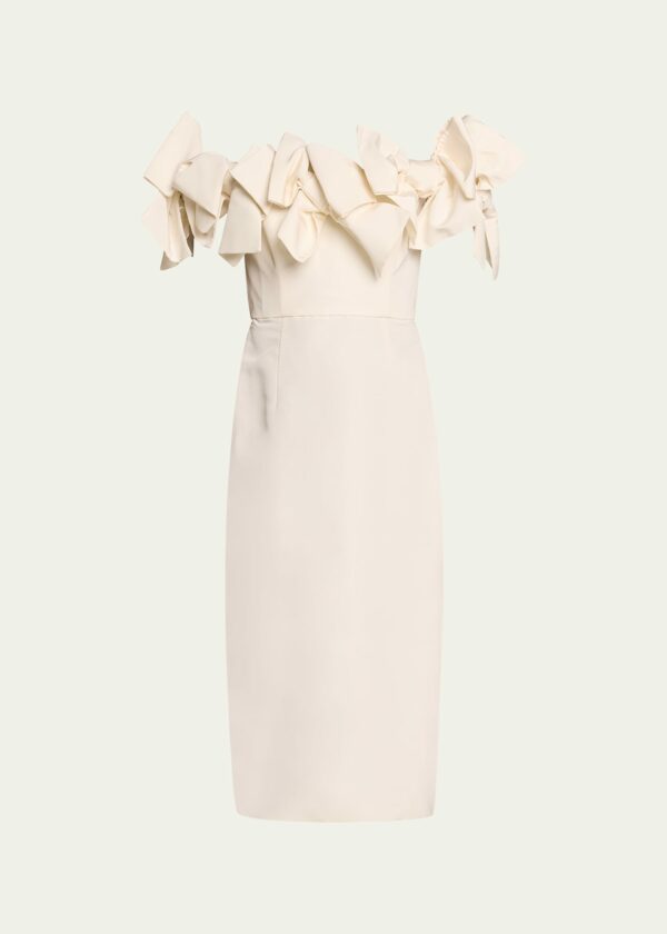 Off-Shoulder Cocktail Dress with Bow Details