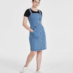 On 34th Womens Ribbed T Shirt Denim Pinafore Dress Created For Macys