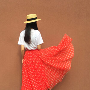 Orange Polka Dot Tulle Skirt Women Plus Size Tulle Midi Skirt Outfit