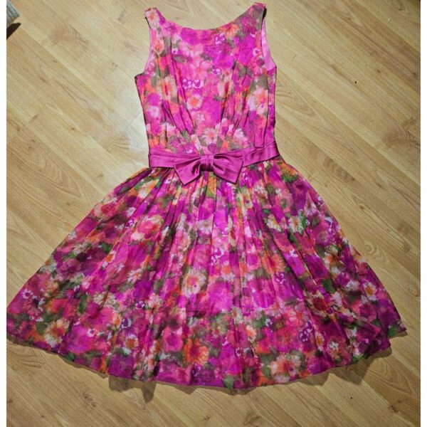 Original Jr Theme Pink Floral Tea Length Dress Size 13, Women's