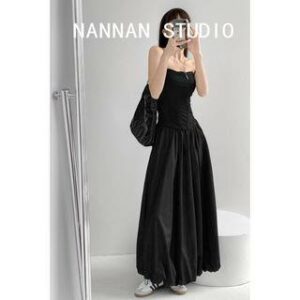 Outdoor Elastic-Waist Maxi Bubble Skirt Black - S