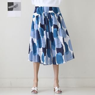 Patterned Flared Godet Skirt