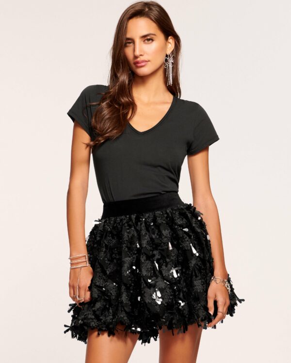 Payton Sequin Bubble Skirt in Black Sequin