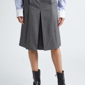 Peter Do Pleated Stretch Wool Culottes in Grey at Nordstrom, Size Medium