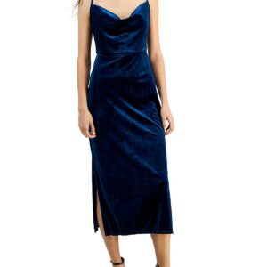 Petites Womens Velvet Tea Cocktail and Party Dress