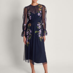 Phoebe Embellished Tea Dress Blue