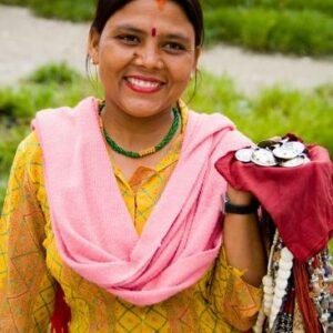 Photographic Print: Woman with Sari Dress Selling Items at Laxmi Narayan Temple, New Delhi, India by Bill Bachmann: 24x18in