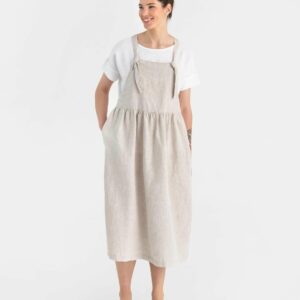 Pinafore linen dress MONTANA in Natural melange