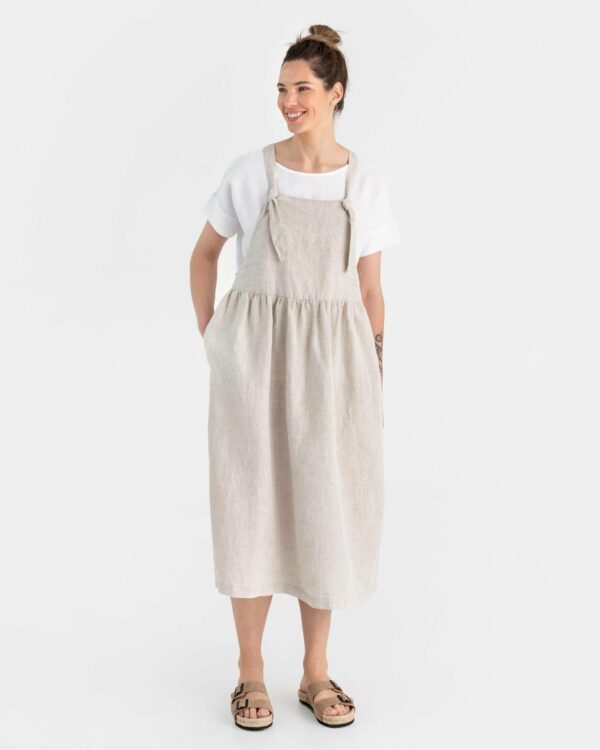 Pinafore linen dress MONTANA in Natural melange