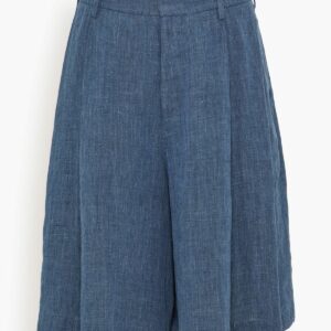 Pleated Culottes in Indigo Blue