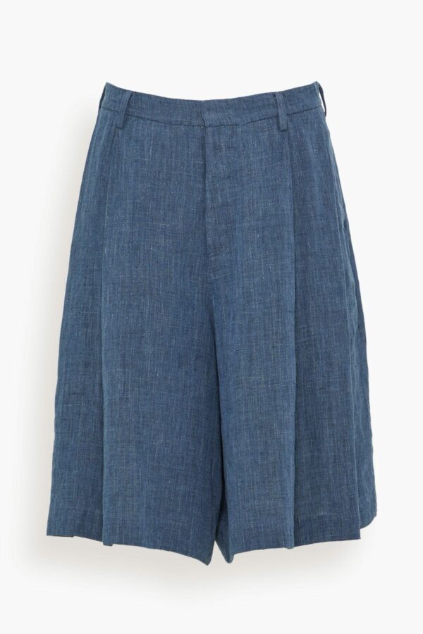 Pleated Culottes in Indigo Blue