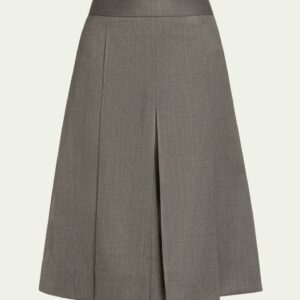 Pleated Stretch Wool Culottes