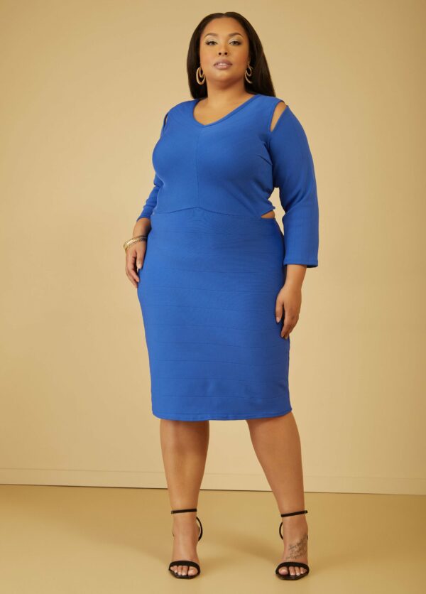 Plus Size Cutout Bandage Dress, BLUE, 22/24 - Ashley Stewart