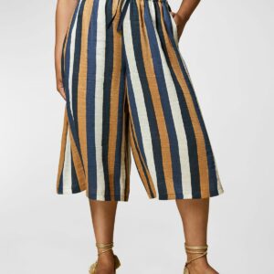 Plus Size Renzo Striped Linen Culottes