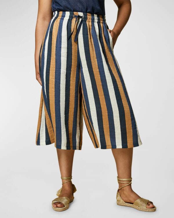 Plus Size Renzo Striped Linen Culottes