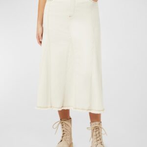 Plus Size Samuele Godet Denim Midi Skirt