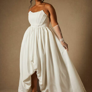 Plus Size Women's Bridal by ELOQUII Corset Gown With Bubble Skirt in True White (Size 14)