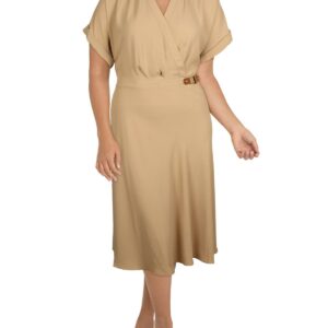 Plus Womens Surplice Tea Midi Dress