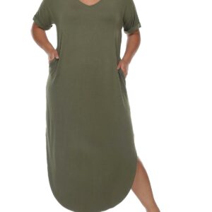 Plus Womens V-Neck Long T-Shirt Dress