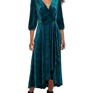 Plus Womens Velvet Tea Wrap Dress