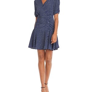 Polka Dot Button-down T-shirt Dress In Navy/white