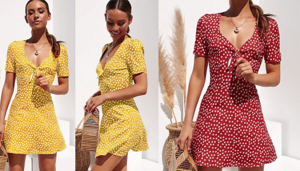 Polka Dot Mini Swing Dress - 4 Colours & 4 Sizes