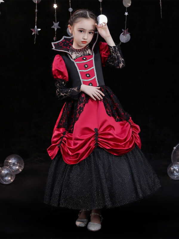 Polyester Fiber Tea Party 3/4 Length Sleeves Polyester Jumpsuit Gothic Red Kids' Lolita Dresses