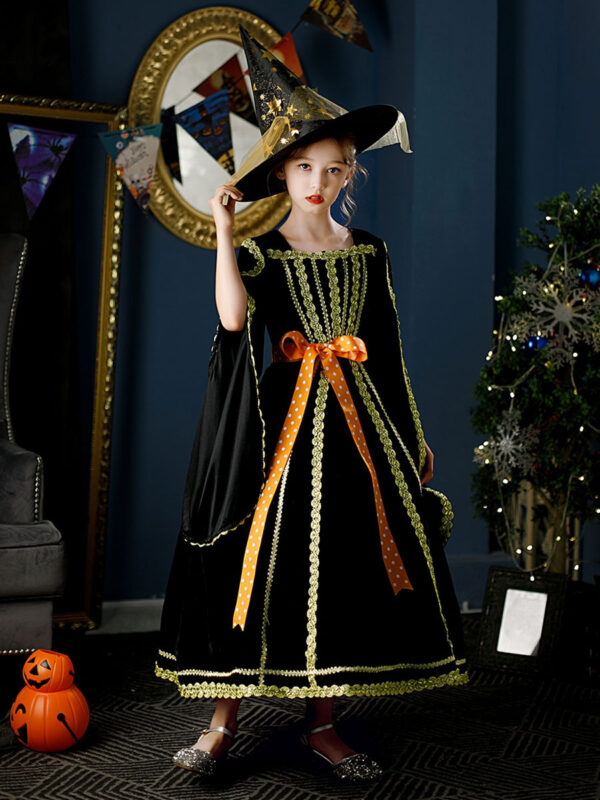 Polyester Fiber Tea Party 3/4 Length Sleeves Polyester Jumpsuit ROCOCO Style Black Kids' Lolita Dresses