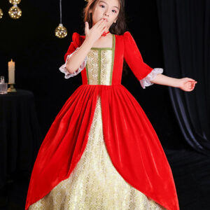 Polyester Fiber Tea Party Lace 3/4 Length Sleeves Polyester Dress Gothic Red Kids' Lolita Dresses