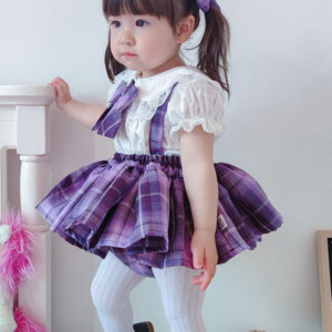 Polyester Tea Party Bows Polyester Summer Skirt Sweet Purple Kids' Lolita Dresses