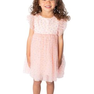 Popatu Kids' Confetti Tulle Pinafore Dress in Peach at Nordstrom, Size 6R