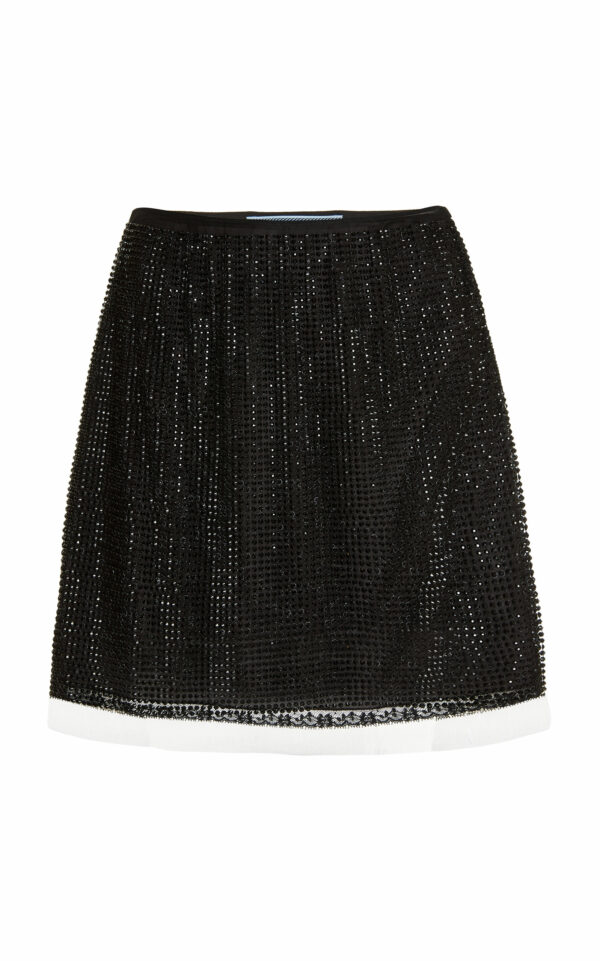 Prada - Crystal-Embellished Tulle Mini Skirt - Black - IT 36 - Moda Operandi