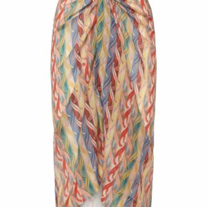 Printed Cotton & Silk Midi Sarong Skirt