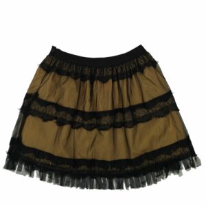 Pura Vida Lace Tulle Skirt Womens Size 4 Fringe Lined New in Black Beige