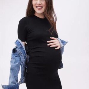 RW&CO. - Black Sweater T-Shirt Dress - Thyme Maternity - Black - XXS