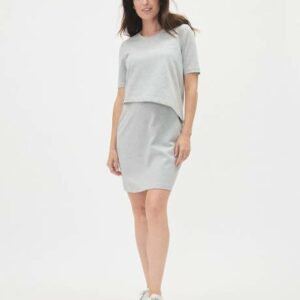 RW&CO. - Light Grey Set - Fitted Dress and T-Shirt - Thyme Maternity - Light grey mix - S