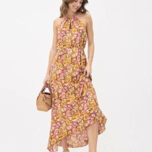 RW&CO. - Sleeveless Halter-Neck Maxi Dress - Tea Rose - S