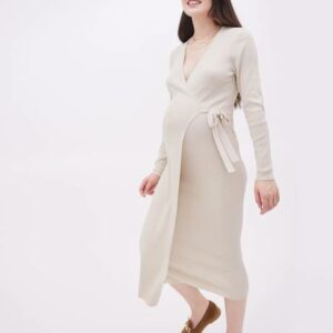 RW&CO. - Wrap Ribbed Sweater Dress - Thyme Maternity - Ancient Scroll - XL