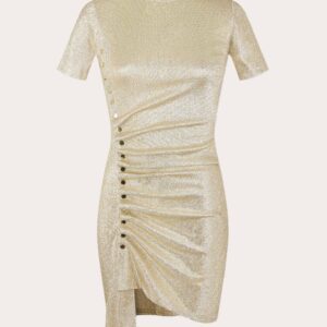 Rabanne Women's Metallic Asymmetric T-Shirt Mini Dress in Silver/gold Viscose/Elastane/Polyester