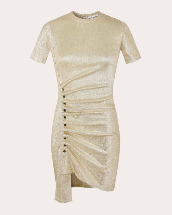 Rabanne Women's Metallic Asymmetric T-Shirt Mini Dress in Silver/gold Viscose/Elastane/Polyester