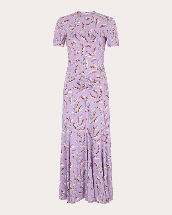 Rabanne Women's Ruched T-Shirt Maxi Dress in Lavender Lily Viscose/Elastane