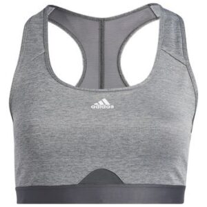 adidas Powerreact Training Medium Support Sports Bra in Dark Grey Heather at Nordstrom Rack, Size 1X