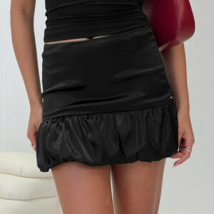 Ravioli Bubble Hem Mini Skirt Black