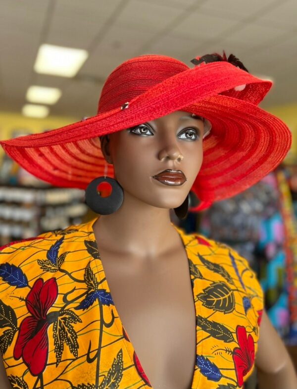 Red Church Hat /Redsummer Hat/ Dress Hat/Bridal Hat/Tea Hat/African Hat/Formal Hat/Derby