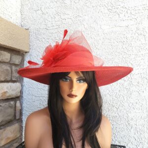 Red Kentucky Derby Hat Ascot Fancy Dress Formal Tea