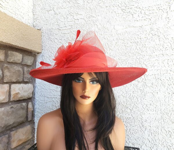 Red Kentucky Derby Hat Ascot Fancy Dress Formal Tea